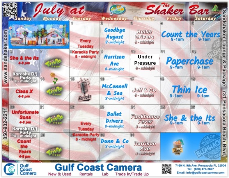 SANDSHAKER Calendar